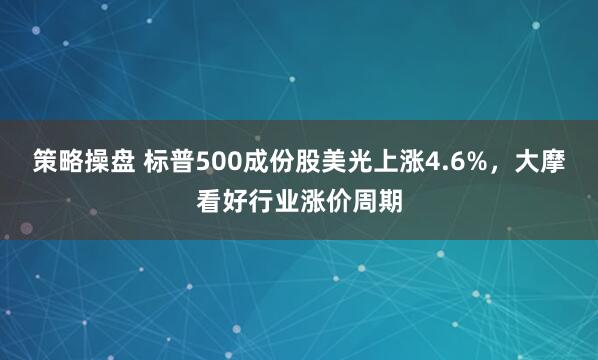策略操盘 标普500成份股美光上涨4.6%，大摩看好行业涨价周期